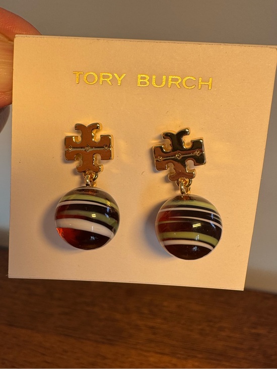 Tory Burch Jewelry - NWOT Tory Burch Roxanne Small Drop Striped Earrings